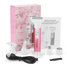 Load image into Gallery viewer, 5 in 1 Electric Hair Remover Rechargeable Lady Shaver Nose Hair Trimmer Eyebrow Shaper Leg Armpit Bikini Trimmer Women Epilator
