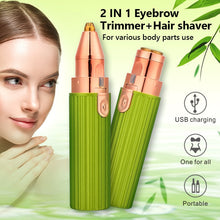 Load image into Gallery viewer, 2 IN 1 Rechargeable Electric Eyebrow Trimmer Epilator Female Body Facial Lipstick Shape Hair Removal Mini Painless Razor Shaver
