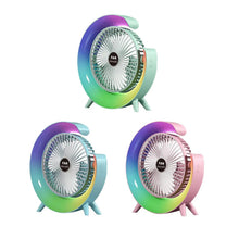 Load image into Gallery viewer, USB Desk Fan Quiet 3 Speeds Angle Adjustable with 5 Light Modes USB Desk Fan Personal Fan for Home Bedroom Travel Indoor Office
