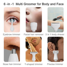 Load image into Gallery viewer, 6 in 1 Men's Intimate Area Precision Shaver Bikini Line Sensitive Pubic Hair Shaver Face Nose Beard Trimmer
