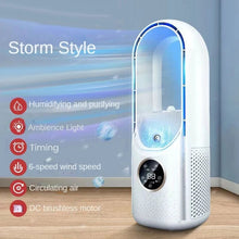 Load image into Gallery viewer, Portable USB Air Cooler Leafless Electric Fan 6 Speed Silent Timer Air Conditioner Cooling Fan Humidifier Conditioning Fan
