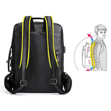 Load image into Gallery viewer, Business Backpacks For Men Waterproof PU Leather Laptop Bag Large Capacity USB Charging Rucksack Male Fashion Bagpack
