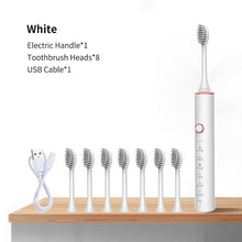 Load image into Gallery viewer, Ultrasonic Electric Toothbrush Rechargeable USB for Adults Sonic Automatic Tooth Brush Whitening Oral Hygiene 8 Replacement Head
