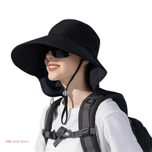 Load image into Gallery viewer, Hat With Neck Flap Hiking With Ponytail Hole Fishing Bucket Available in 7 Colors Sun Protection Dirt Resistant
