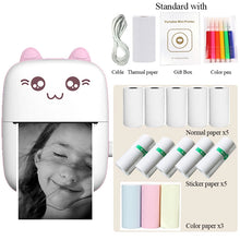 Load image into Gallery viewer, Portable Thermal Printer MINI CAT Print Photo Pocket Thermal Label Printer 58mm Printing Wireless Bluetooth Android IOS Printers
