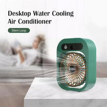 Load image into Gallery viewer, Portable Mist Fan USB Rechargeable Battery Desktop Air Conditioning Water Spray Humidifier Moisturizing Cooling Fan 3 Speeds
