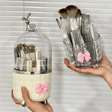 Load image into Gallery viewer, Desktop Makeup Brush Organizer Bathroom Eyebrow Pencil Storage Boxes 360° Rotating Pen Holder Dustproof Dresser Cosmetics Shelf
