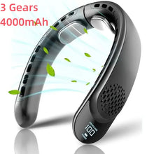 Load image into Gallery viewer, Quad-Core USB Neck Fan Turbine Vaneless Design Easy Control 4000mAh Digital Display for Outdoor Portable Fan Summer Gift
