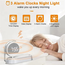 Load image into Gallery viewer, Multifunction Wireless Charger Pad Stand Clock LED Desk Table Lamp Night Light 15W Fast Charging Station Dock for iPhone Samsung
