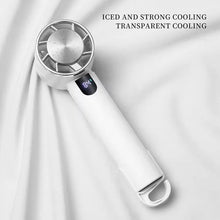 Load image into Gallery viewer, USB Rechargeable Mini Pocket Handheld Small Cooling Fan Portable Office Desktop Digital Display Cooler 3 Speed Foldable with Hook
