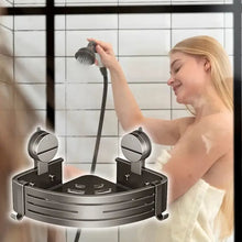 Load image into Gallery viewer, Perforation-Free Bathroom Storage Tripod Wall-Mounted Adjustable Storage Shelf Bathroom Suction Cup Corner Rust-Proof Drain Rack
