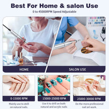 Load image into Gallery viewer, 45000RPM Nail Drill Machine Kit Rechargeable Nail Sander Machine With Pause Mode Professional Electric Nail File for Manicure
