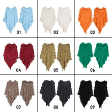 Load image into Gallery viewer, Women Winter Knit Hooded Poncho Cape Lady Spring Fringed Shawl Wrap Sweater Pullover Vintage Chic Tassels Cloak Capes
