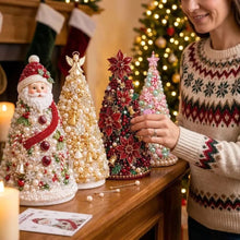 Load image into Gallery viewer, DIY Beaded Christmas Tree Craft Kit Crystal Bead Mini Tree with Angel Topper, Handmade Holiday Tabletop Decor for Home Christmas
