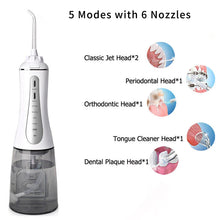 Load image into Gallery viewer, Dental Water Flosser Oral Irrigator with Storage Holder Portable Teeth Cleaning Jet Toothpick Mouth Washing Machine 6 Jet 350ml
