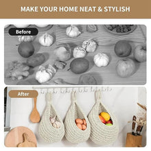 Load image into Gallery viewer, Wall Hanging Fruit Baskets For Kitchen 3 Pack Woven Produce Holder Vegetable Hanging Basket
