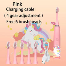 Load image into Gallery viewer, Kids Sonic Electric Toothbrush Colorful Cartoon For Kids Ultrasonic Soft Fur Automatic Waterproof With Replacement Heads
