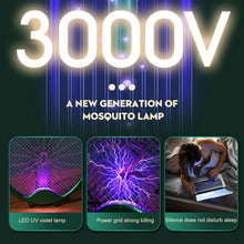 Load image into Gallery viewer, USB Electric Fly Swatters Foldable UV Light Electric Flies Shocker Rotatable 800mAh Rechargeable Pest Control for Outdoor Indoor
