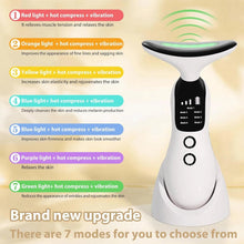 Load image into Gallery viewer, Neck Facial Massager Face Sculpting Tool with Rechargeable Base Microcurrent Beauty Device 7 Color LED Vibration for Skin Care
