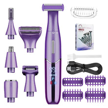 Load image into Gallery viewer, 6-in-1 Women's Electric Shaver Replaceable Heads for Whole Body Private Epilator Shaving Razor Nose Hair Trimmer
