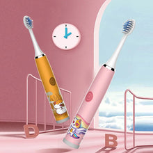 Load image into Gallery viewer, Kids Sonic Electric Toothbrush Colorful Cartoon For Kids Ultrasonic Soft Fur Automatic Waterproof With Replacement Heads

