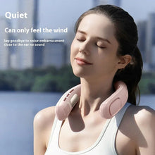 Load image into Gallery viewer, Mini Portable Battery Rechargeable Camp Hands Free Neck Fan Mini Wearable Hanging Neck Cooling Fan for Outdoor Motion Travel
