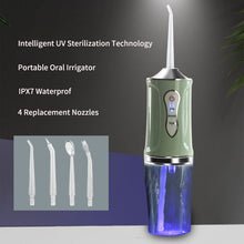 Load image into Gallery viewer, Portable Oral Irrigator Rechargeable USB Water Dental Flosser UV Sterilization 3 Modes Water Jet Floss Pick 220ml 4 Nozzle
