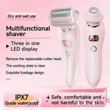 Load image into Gallery viewer, 2-IN-1 Electric Shaver Razors for Women Legs Underarm Face Pubic Hairs,Wet Dry Use Rechargeable Bikini Trimmer Hair Removal
