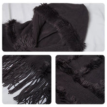 Load image into Gallery viewer, Women Winter Knit Hooded Poncho Cape Lady Spring Fringed Shawl Wrap Sweater Pullover Vintage Chic Tassels Cloak Capes
