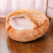 Load image into Gallery viewer, Plush Round Cat Bed Pet Mattress Warm Soft and Comfortable Basket Cat and Dog 2-in-1 Small Dog Sleeping Bag Nest
