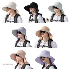 Load image into Gallery viewer, Hat With Neck Flap Hiking With Ponytail Hole Fishing Bucket Available in 7 Colors Sun Protection Dirt Resistant
