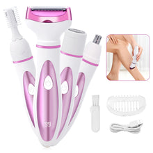 Load image into Gallery viewer, 4 in1 Electric Lady Shaver Razors for Shaving Set Painless Hair Face Eyebrow Legs Underarm Portable Bikini Trimmer Wet Dry Women
