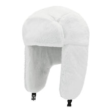 Load image into Gallery viewer, Fashion Women Winter Warm Faux Fur Bomber Hats Black White Solid Color Thicken Earflap Caps Autumn Winter Ear Protect Ski Hat
