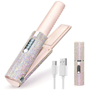 2-In-1 Electric USB Hair Straightener Multifunctional Comb Straightening Styler Hair Curler