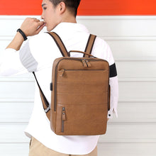 Load image into Gallery viewer, Business Backpacks For Men Waterproof PU Leather Laptop Bag Large Capacity USB Charging Rucksack Male Fashion Bagpack
