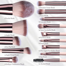 Load image into Gallery viewer, Versatile Luxurious Makeup Brush Set with Mini LED Light Mirror - Flawless for Daily Use or Travel
