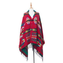 Load image into Gallery viewer, Hooded Open Stitch Loose Coat Big Hat Capes Women Winter Thick Outwear Tibet Classic Printed Tassel Fringe Cloak
