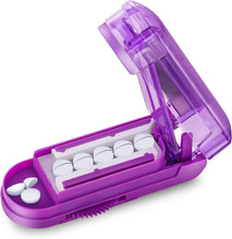 Load image into Gallery viewer, Portable Pill Cutter Box Gear Adjustable Hidden Cutter Mini Drug Box Tablet Cutter Pill Case Storage Crusher Travel Pill Box
