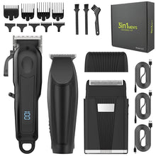 Load image into Gallery viewer, 3-in-1 Hair Cleaning Set Intelligent Digital Hair Clipper Home Oil Head Carving Pusher Whitening Shaver Men's Shaver
