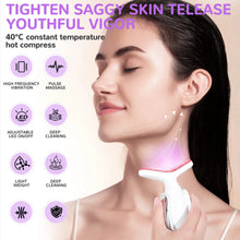 Load image into Gallery viewer, Rechargeable Face and Neck Massager with 7 Colours LED and Heat Mode, Neck and Facial Skin Massage Care Tool
