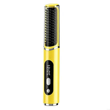 Load image into Gallery viewer, Anti-Scald Portable Hair Straightening Brush Rechargeable Hot Brush with Display for Frizz Control and Hair Ends
