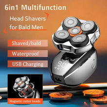 Load image into Gallery viewer, Head Shavers Upgraded 6-in-1 Electric Razor for Bald Men 5D Floating Shaving Rotary Shaver Grooming Kit IPX7 Waterproof Wet Dry
