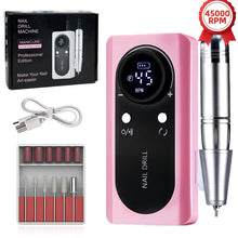 Load image into Gallery viewer, 45000RPM Nail Drill Machine Kit Rechargeable Nail Sander Machine With Pause Mode Professional Electric Nail File for Manicure
