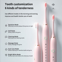 Load image into Gallery viewer, Electric Sonic Toothbrush Rechargeable for Adults 6 Modes Electronic Tooth Brushes Smart Timer with Replacement Heads Waterproof
