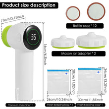 Load image into Gallery viewer, Mason Jar Vacuum Sealer Kit 1200mah Jar Vacuum Sealer with Display Portable Electric Mason Jar Sealer Multifunctional Vacuum
