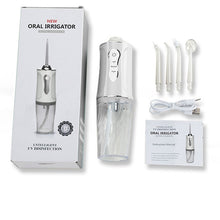 Load image into Gallery viewer, Portable Oral Irrigator Rechargeable USB Water Dental Flosser UV Sterilization 3 Modes Water Jet Floss Pick 220ml 4 Nozzle
