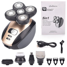 Load image into Gallery viewer, 5 in 1 Rechargeable Electric Shaver Five Floating Heads Razors Hair Clipper Nose Ear Hair Trimmer Men Facial Cleaning Brush
