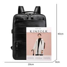 Load image into Gallery viewer, Business Backpacks For Men Waterproof PU Leather Laptop Bag Large Capacity USB Charging Rucksack Male Fashion Bagpack

