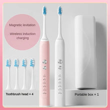 Load image into Gallery viewer, Toothbrush Wireless Charging Travel Case IPX7 Dupont Soft Bristle Electric Charger Adult Sonic Teeth Whitening Brush Pink White
