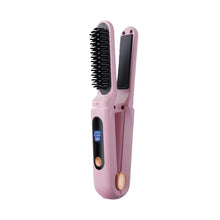 Load image into Gallery viewer, Portable Cordless Hair Straightener Brush 3 Temp Adjustable Negative Ions Hot Brush Electric Curly Hair Styling Detangling Comb
